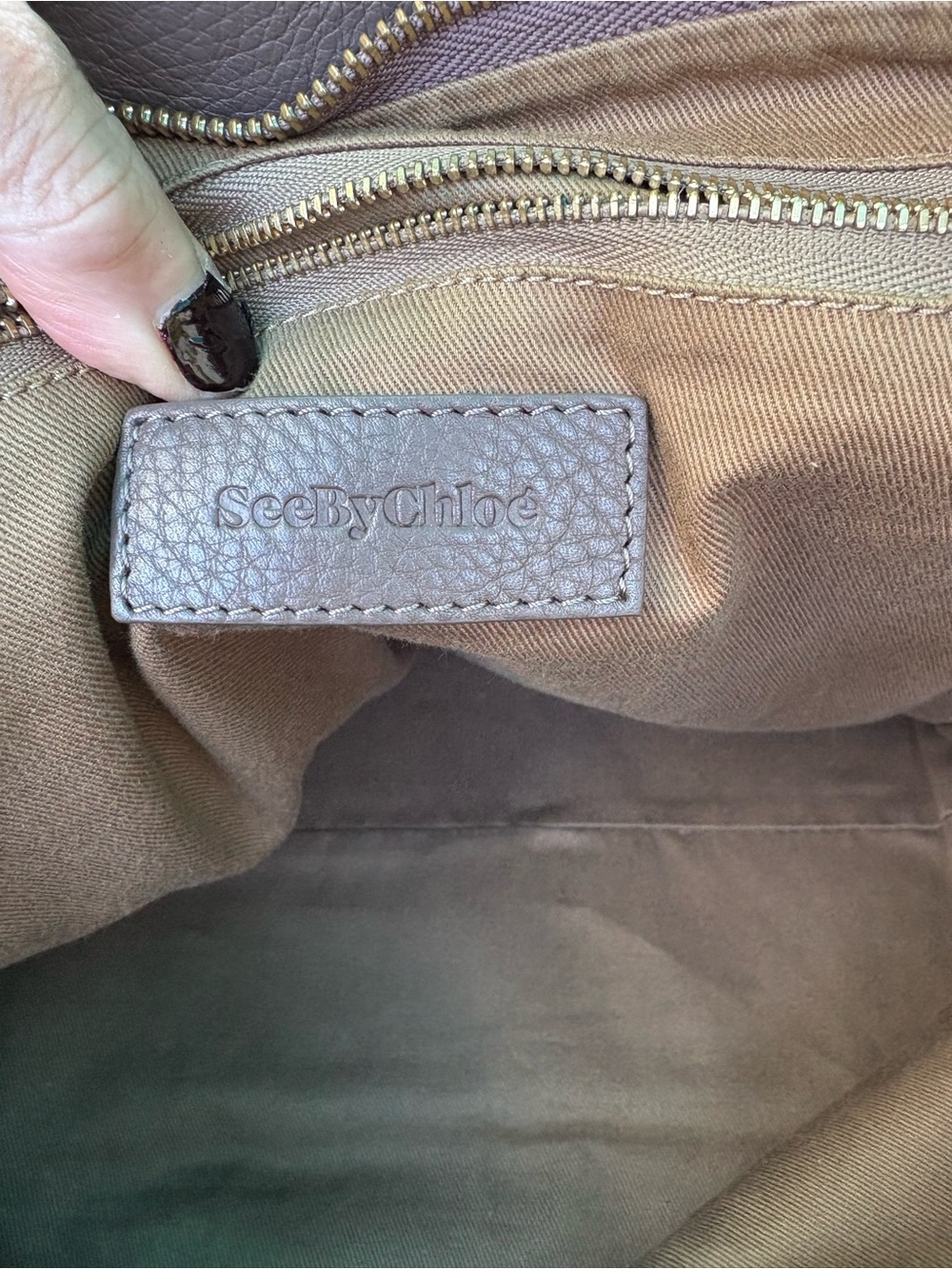 See By Chloe Brown Leather Tote with Cream Trim - Picture 6 of 13